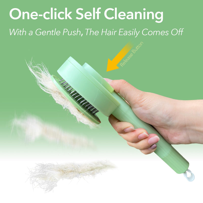2-in-1 Grooming Brush: Hair Remover Brush and Deshedding Brush, for Indoor Long Haired Cats and Shedding Cats and Dogs, Quick to Clean and Washable, Easy Storage Suspension (Green) Green - BeesActive Australia