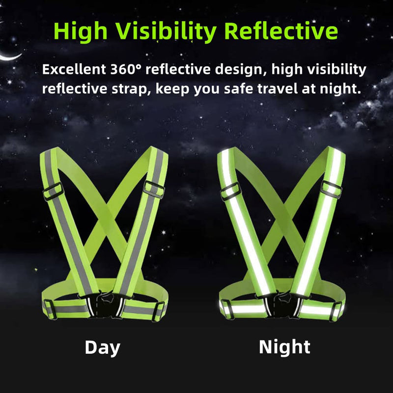 Reflective Strap Safety Vest Gear - 2-10 Pack Adjustable High Visible Reflective Running Gear for Women Men Night Orange x10