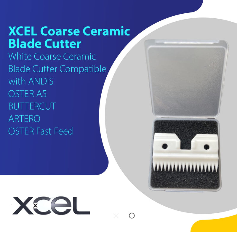 XCEL Ceramic Coarse Pet Replacement Cutter Blade Compatible with Fast-Feed, Andis, Oster A5, and Walh KM Series (4 Pack) 4 Pack