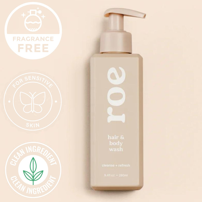 Roe Wellness- Toddler & Baby Body Wash & Shampoo Moisturizing Clean Ingredients | Suitable for Sensitive Skin, Fragrance-Free, Natural Vanilla Scent, Fresh Cleaning | 9.4 fl oz. - BeesActive Australia