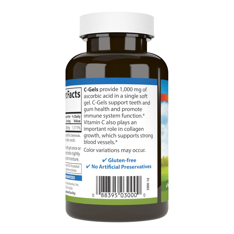 Carlson C-Gels, 1000 mg (1 g), Vitamin C Softgels, 60 Softgels | Vitamin C Supplement