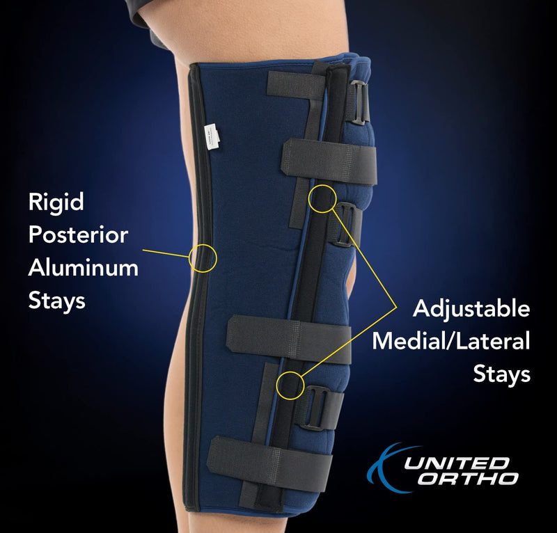 United Ortho 61016 3-Panel Knee Immobilizer, 16" Size Navy 16"