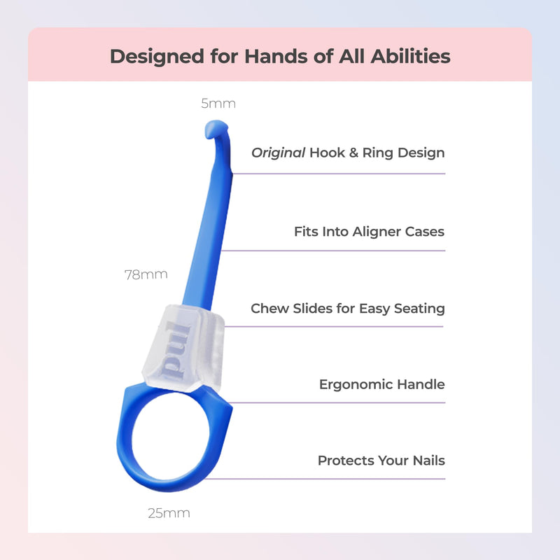PUL Pack of 2 2-in-1 Invisalign Chewies and Aligner Removal Tool for Clear Aligners, Retainers and Trays - Reusable Invisalign Accessory with Chewy and Remover Hook - Travel Size Seating Tool - Purple 2 Pack - BeesActive Australia