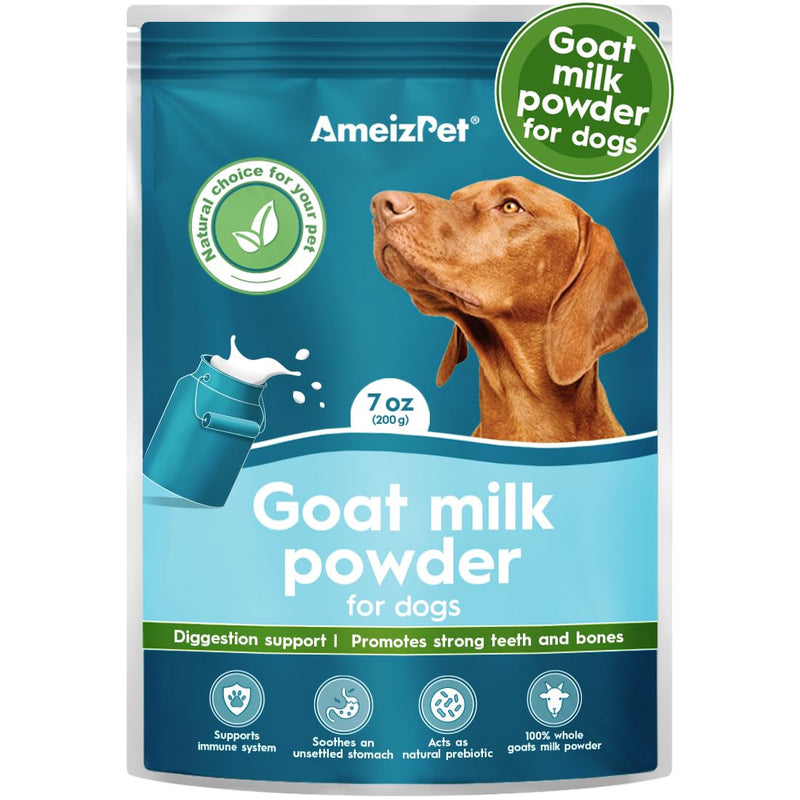AmeizPet 100% Natural Goats Milk Powder For Dogs, Powder To Create Delicious Goat Milk, Perfect for Hydration, Nutrient Rich Sensitive Tummy Dog Food Topper, 200g (7 Oz.) Goat milk powder 200 g (Pack of 1)