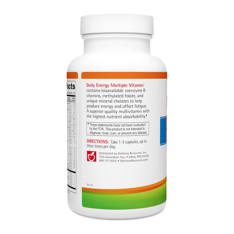 Wellness Resources Daily Energy Multiple Vitamin - 90 Capsules - Methylated Daily MTHFR Multivitamin Without Iron - Vitamin B12, Folate, & Bioavailable B Vitamins - Best Supplement for Energy & Mood 90 Count (Pack of 1)
