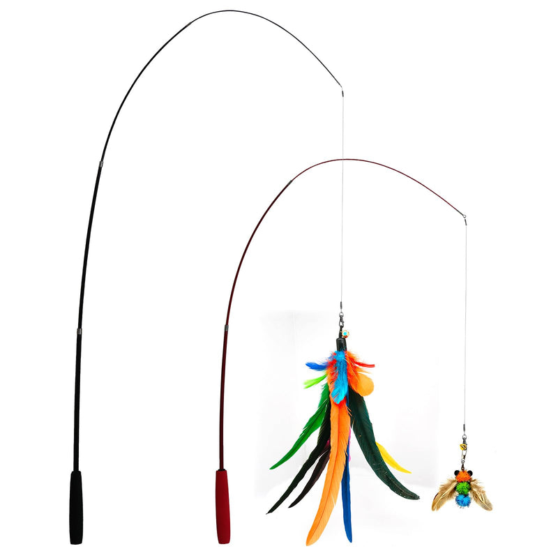 Cat Toy 2PCS Ultra-Long Cat Teaser(50"+38")+9PCS Da Bird Feather Refills,Cat Fishing Pole Toy,Interactive Cat Toys -Retractable Cat Wand Toy and Feather Toys Refills for Indoor Cats 11 PCS Retractable Wand Toy - BeesActive Australia
