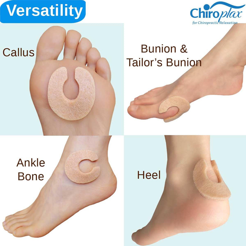 Chiroplax C-Shaped Felt Callus Cushion Pads Protector Rubbing Pain Relief Forefoot Metatarsal | 3/16" Thick (30 Pack) 3/16" Thick (Pack of 30) - BeesActive Australia