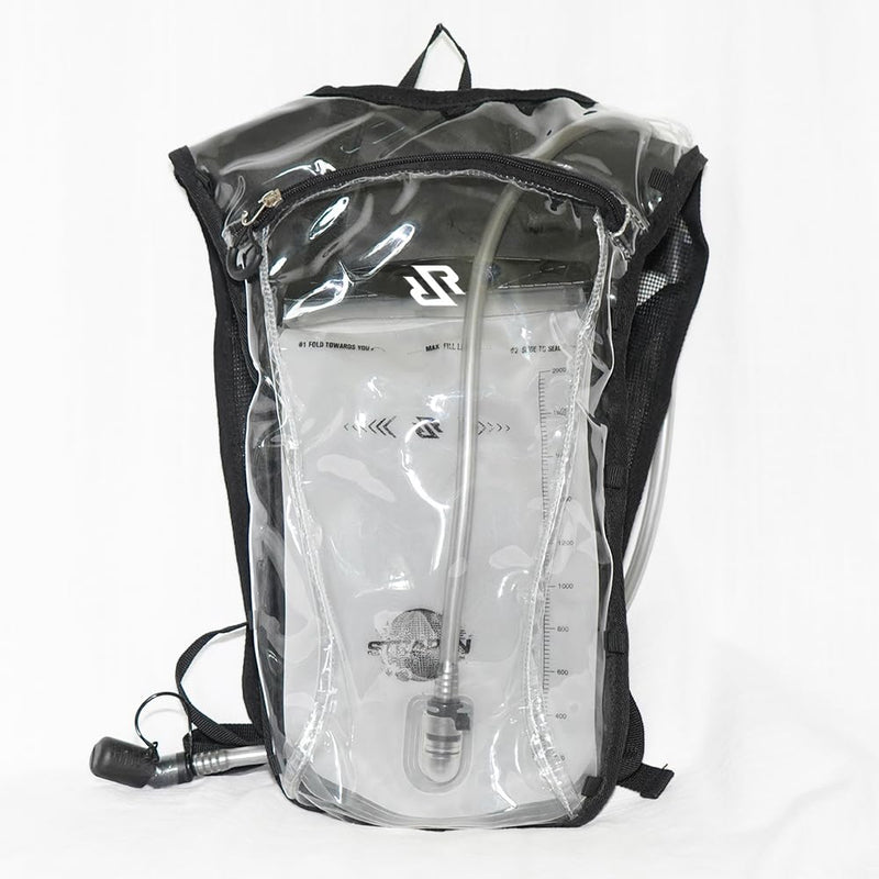 RAVERUNNER® Clear Hydration Pack – Festival-Approved Hydration Backpack Clear with 2L Bladder – Lightweight Clear Water Backpack for Festival Entry – Bounce-Free Clear Hydropack for Raves