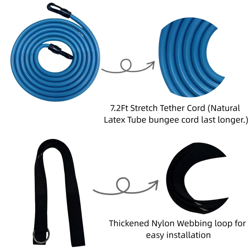 Swim Tether Resistance Belt Stationary Swimming, Pool Swim Bungee Training Belt, Swim Trainer Harness Belts for Adults Exercise Red