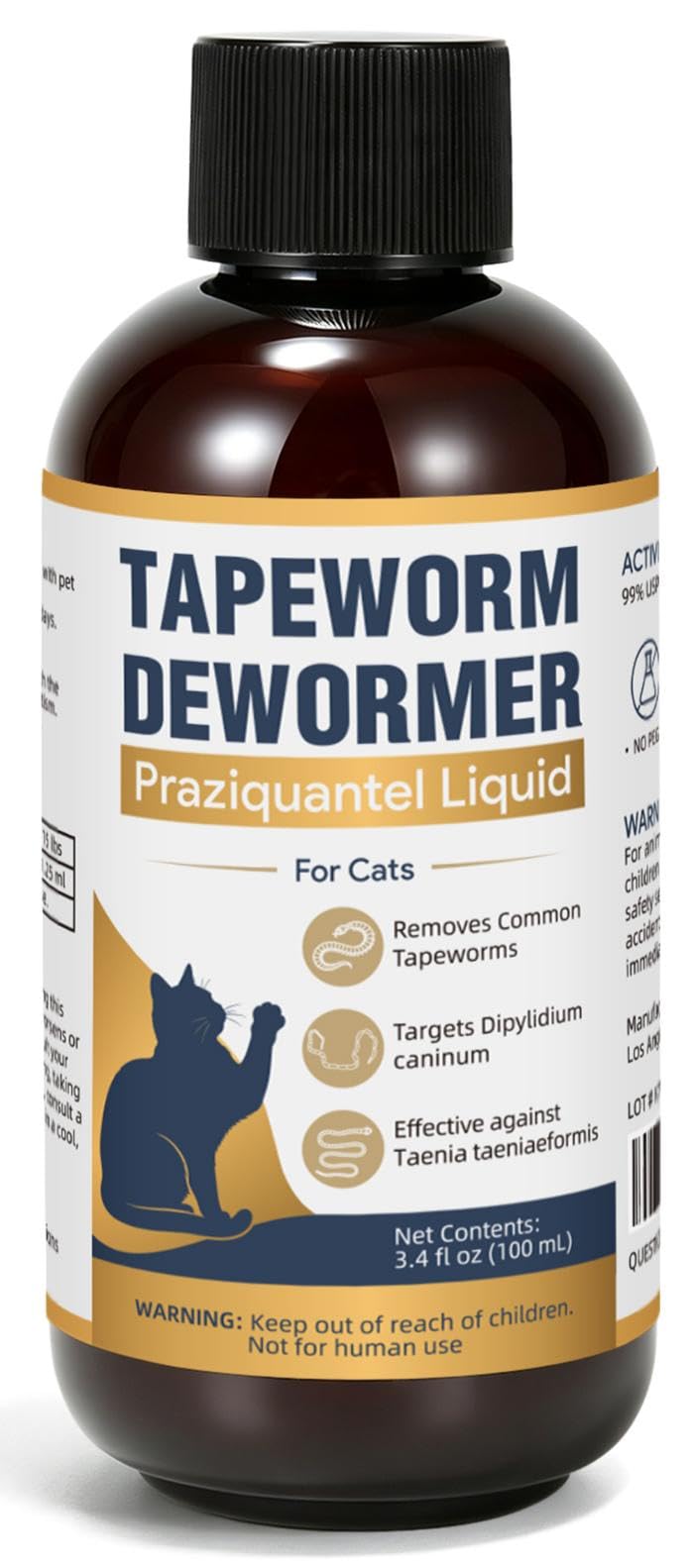 Dewormer for Pets, No More Tapeworms in Cats,Tapeworm Support Liquid Formula, 100 ml, Chicken Flavor