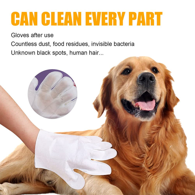 MOVKZACV 6 Pcs Antiseptic Wipes in the Shape of a Grooming Glove for Cats and Dogs, Bathing Glove for Pets, Pet Grooming Wipes (White) White - BeesActive Australia