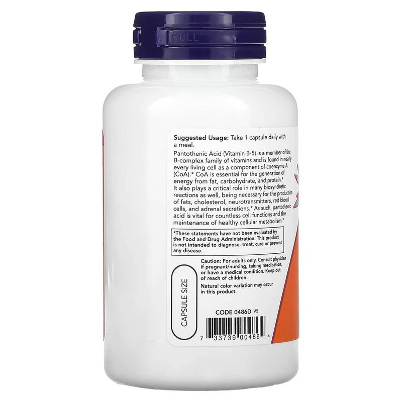 Now Foods Pantothenic Acid 500mg, 100 Capsules (Pack of 1)