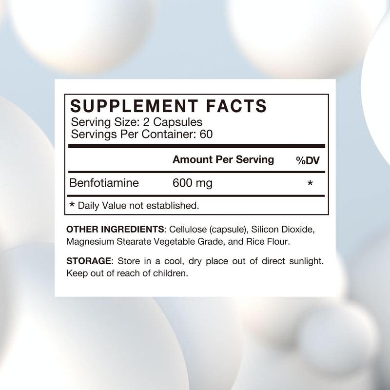VHC Vitamin B1 Benfotiamine 600mg Supplement- 5X Time Fat-Soluble Thiamine Vitamin B1- Max Boost Bioavailable Thiamine B1 Levels Veggie Capsules,Non-GMO, Soy Free- Made in USA (120 Counts) 120 Counts