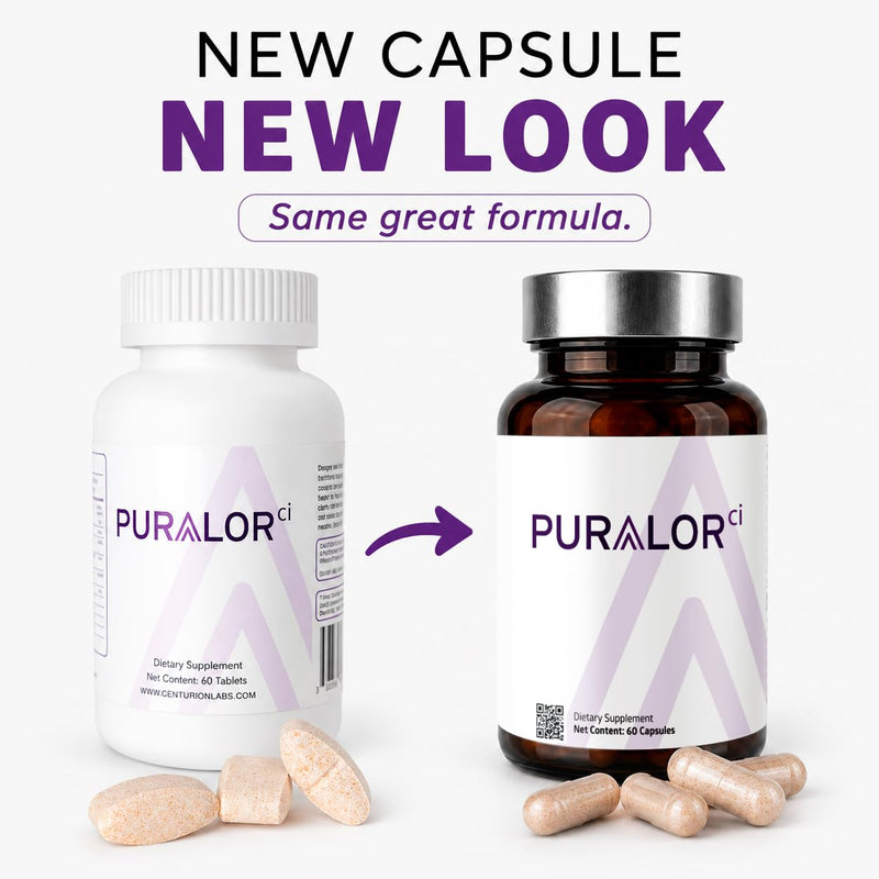Centurion Puralor CI Brain Supplement for Memory and Focus with Folate, NADH, Vitamin B2, B6 and B12 for Teens and Adults, 60 Capsules