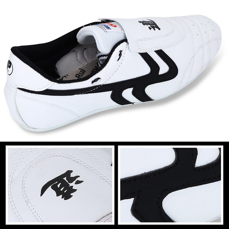 Keenso Unisex Taekwondo Shoes, Martial Arts Sports Shoes Sports Boxing Karate Martial Arts Taichi Shoes Lightweight Shoes for Kids Women Men Adult with a Storage Bag(37) White
