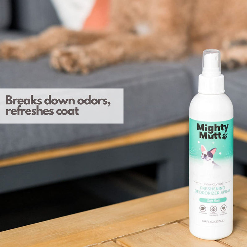 Mighty Mutt Natural Deodorizing Dog Spray | Odor Control and Freshening | Dog Spray for Smelly Dogs | Hypoallergenic, Calming and Moisturizing | Soft Rain, 8oz - BeesActive Australia