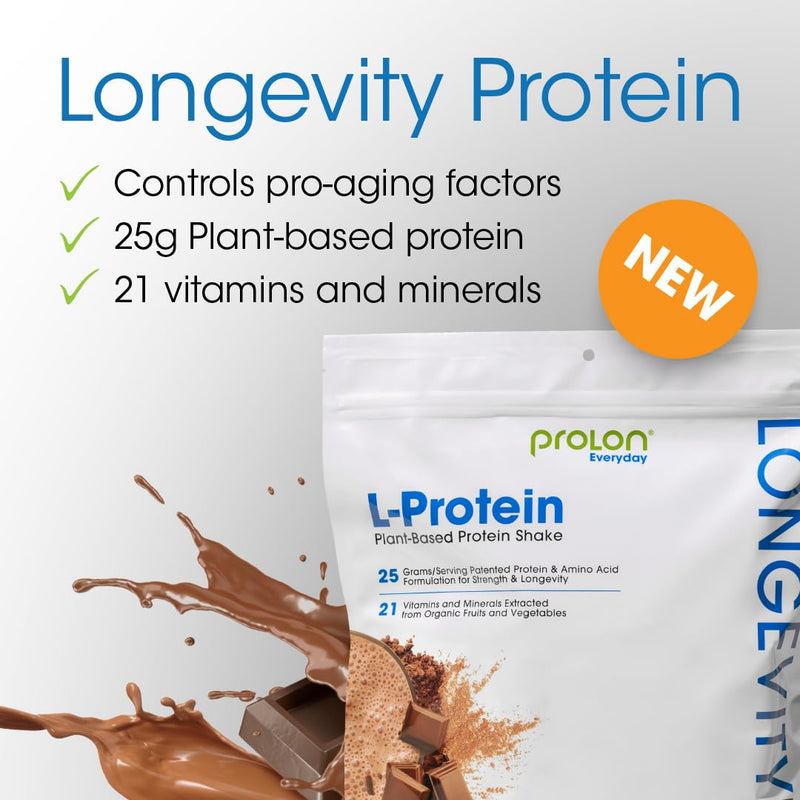 Prolon Longevity Plant Based Protein Powder | Muscle Synthesis & Repair, Healthy Aging, Boost Performance | Vitamins, Gluten Free, Amino Acids, Antioxidants | 25g of Protein | Chocolate, 12 Packets 1.28 Pound (Pack of 1)