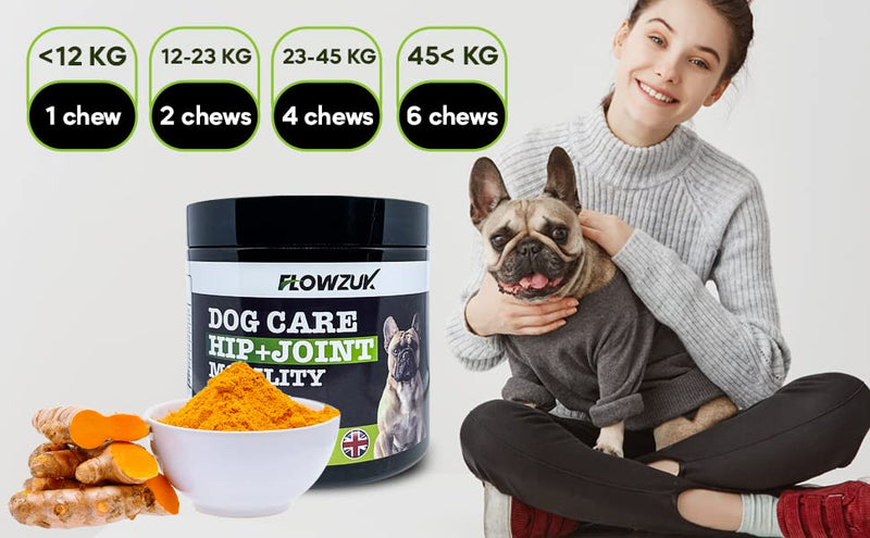 Dog Care Supplement - All-Natural Hip and Joint Supplements for Dogs - Dog Joint Itch Chews with Glucosamine, Turmeric, MSM - Beef