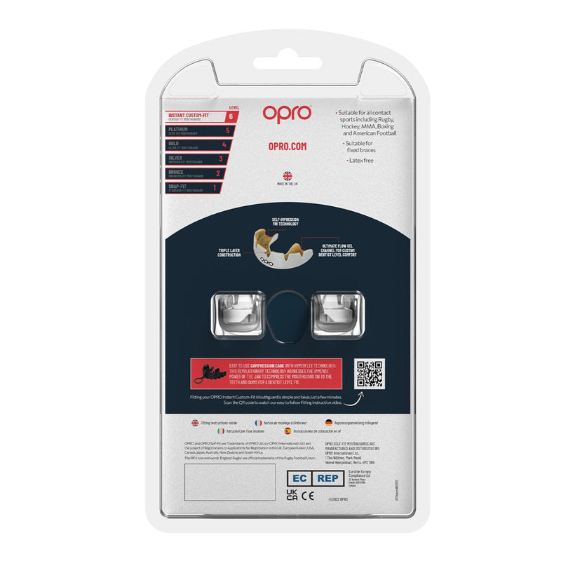 OPRO Braces Mouthguard – Custom-Fit, Slim & Breathable Design – Shock-Absorbing Sports Mouth Guard for Wrestling, Basketball, Football, MMA, Lacrosse, Hockey & More – Youth & Adult Clear/White
