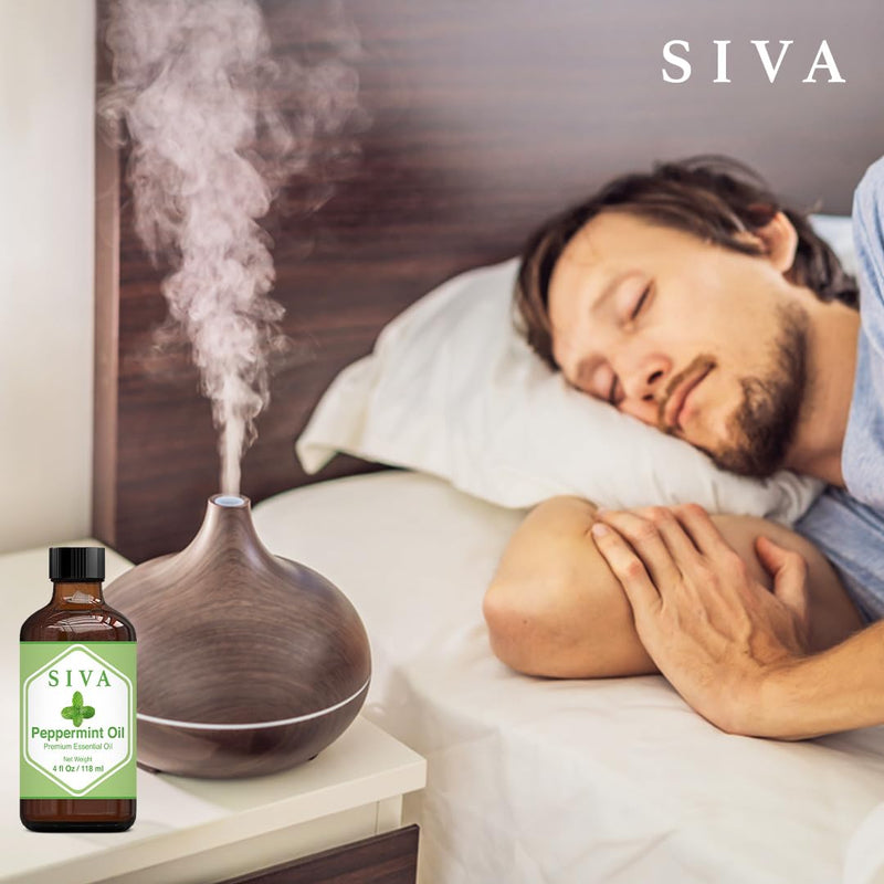SIVA Peppermint Essential Oil 4oz (118 ml) Premium Essential Oil With Dropper For Diffuser, Aromatherapy, Hair Care, Scalp Massage & Skin Care - BeesActive Australia