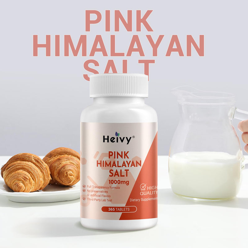 Pink Himalayan Salt Tablets 1000mg - Sodium Chloride 988mg, Non-GMO, Mineral-Rich Electrolyte Balance and Hydration, 365 Salt Tablets-Eectrolyte Supplement Unflavored - BeesActive Australia