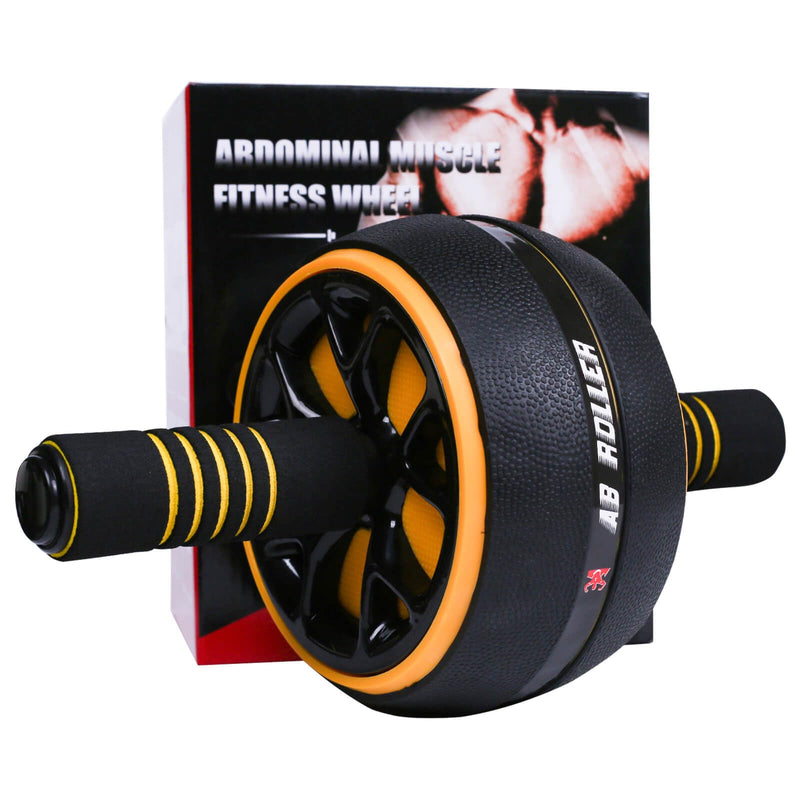 AB Wheel Roller, Exercise Abdominal Fitness Wheel, Work-out Strength-Training Roller, 12"W Yellow