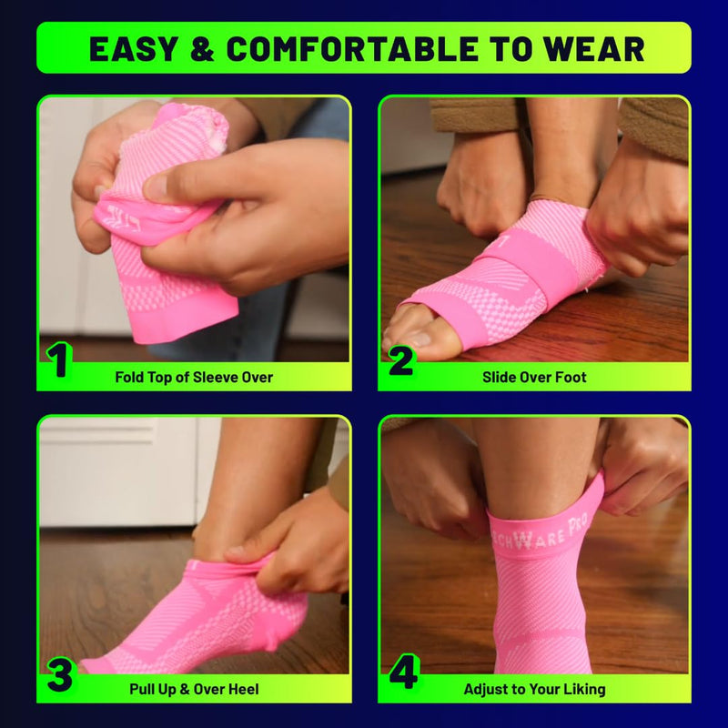 TechWare Pro Ankle Brace Compression Sleeve - Plantar Fasciitis Sock. Relieves Achilles Tendonitis. Foot Arch Support Reduces Joint Pain, Swelling & Heel Spur Pain. Injury Recovery Braces for Sports Beige L / XL (see size chart) - BeesActive Australia