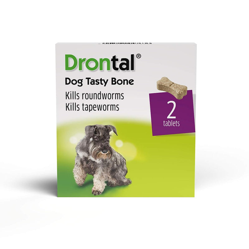 Drontal Tasty Bone Wormer Tablets for Small and Medium Dogs (2 to 20kg) x 2 Tablets