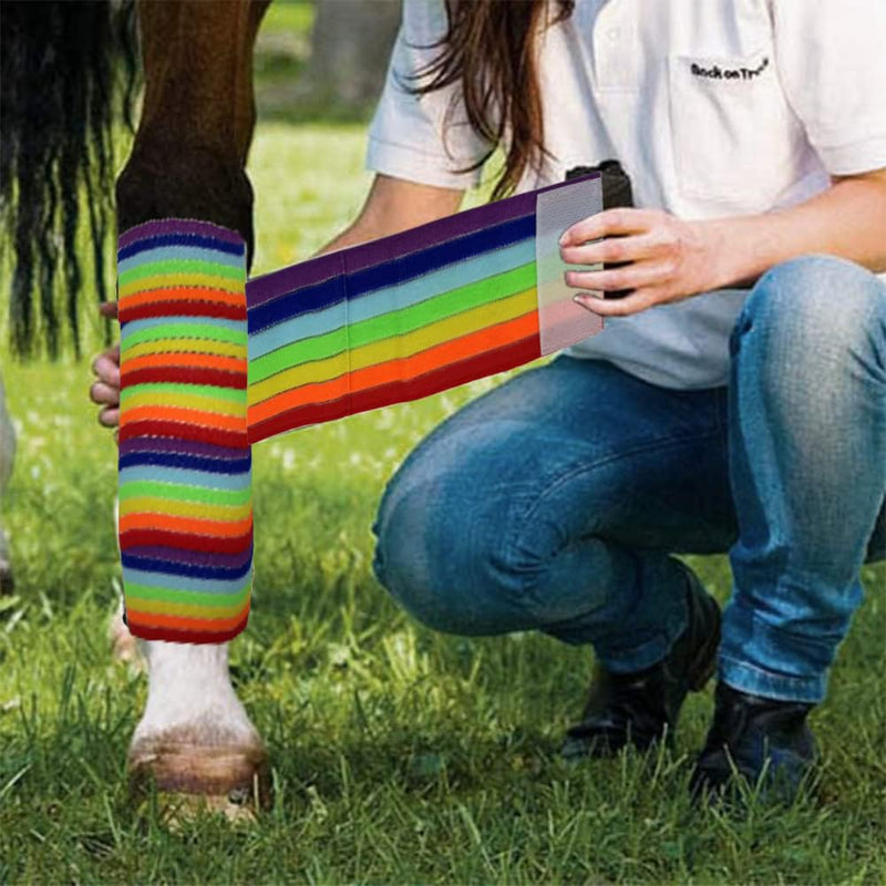 Elastic Polo Leg Wrap Compression Bandage for Horses, Dogs, Cats, Sheep, Cow, Dog Wound Care, Vet Wrap Rainbow