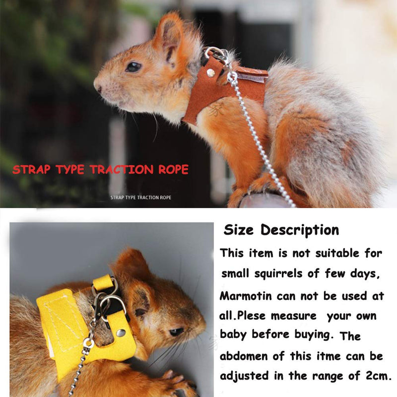 Squirrel Traction Rope Strap Anti-Biting Chain Rope, Adjustable Vest, Small Animal Walking Harness with Lead Leash, Hamster Gerbil Rat Mouse Ferret Chinchilla Small Animal Walking Leash Black - BeesActive Australia