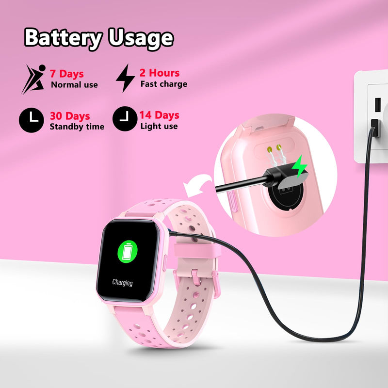 JOYELE Smart Watch for Kids Teens, No Phone Needed Fitness Tracker Boy Girls Watch with 19 Sport Modes, Pedometer, Sleep Monitor, Kids Watch Birthday Gifts Toy Gift for Girls Boys 6-16 (Pink) Pink - BeesActive Australia