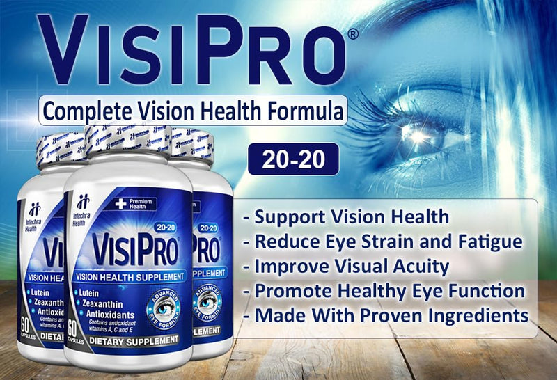 VISIPRO® 20-20 New Vision Health Supplement - Advanced Eye Vision Vitamins for Complete Eye Health, Vision Support & Macular Free Radical Defense - 60 Veggie Caps - BeesActive Australia