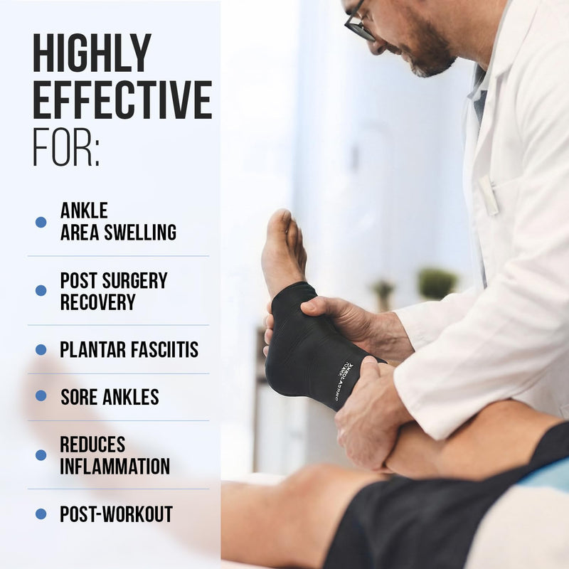 Ankle Compression Sleeve for Achilles Tendonitis Relief, Ankle Ice Pack Wrap, Foot Brace Sprained Ankle Support for Women and Men, Freeze Cold Packs for Plantar Fasciitis S-M - BeesActive Australia