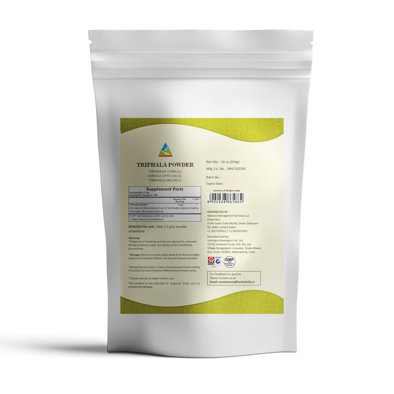 HERBAL HILLS Triphala Powder | 16 Oz (454 GMS) | Formula of Amla Haritaki & Bibhitaki (1 Pound (Pack of 1)) 1 Pound (Pack of 1) - BeesActive Australia
