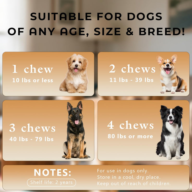 25-in-1 Dog Multivitamin Chewable with Probiotics,Dog Vitamins and Supplements Hip & Joints,Pets Immune Support,Skin,Coat,Heart,Gut Health Omega 3,Glucosamine for All Puppy,Adult & Senior Dogs