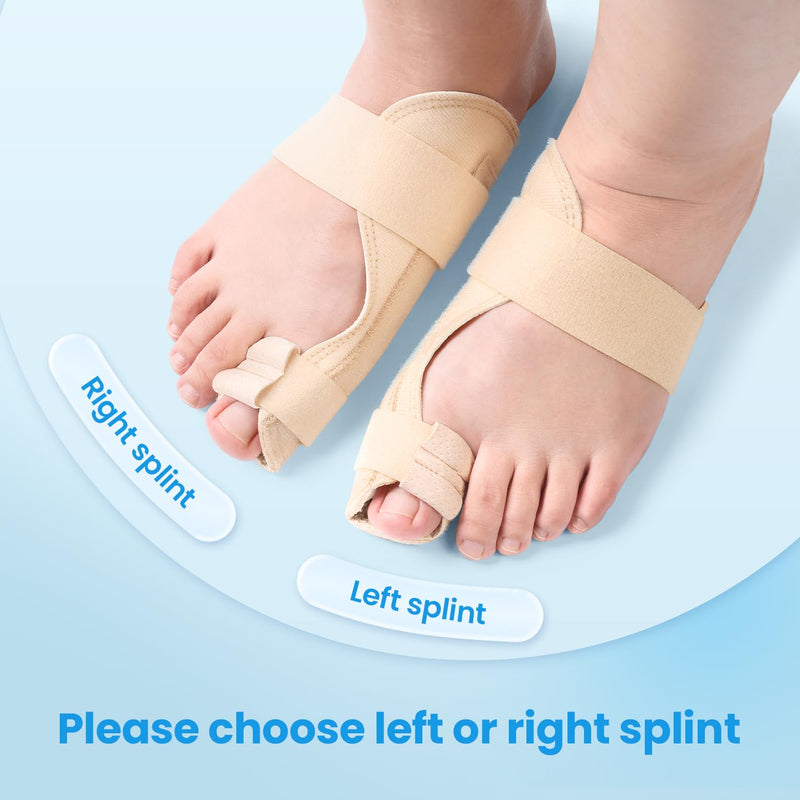 Big Toe Splint for Women & Men, Broken Big Toe Support Brace for Fracture Fixation,Sports Sprains,Injuries, Adjustable Big Toe Protector with 2 Stainless Steel Plates for Day & Night - Right（Beige） Beige