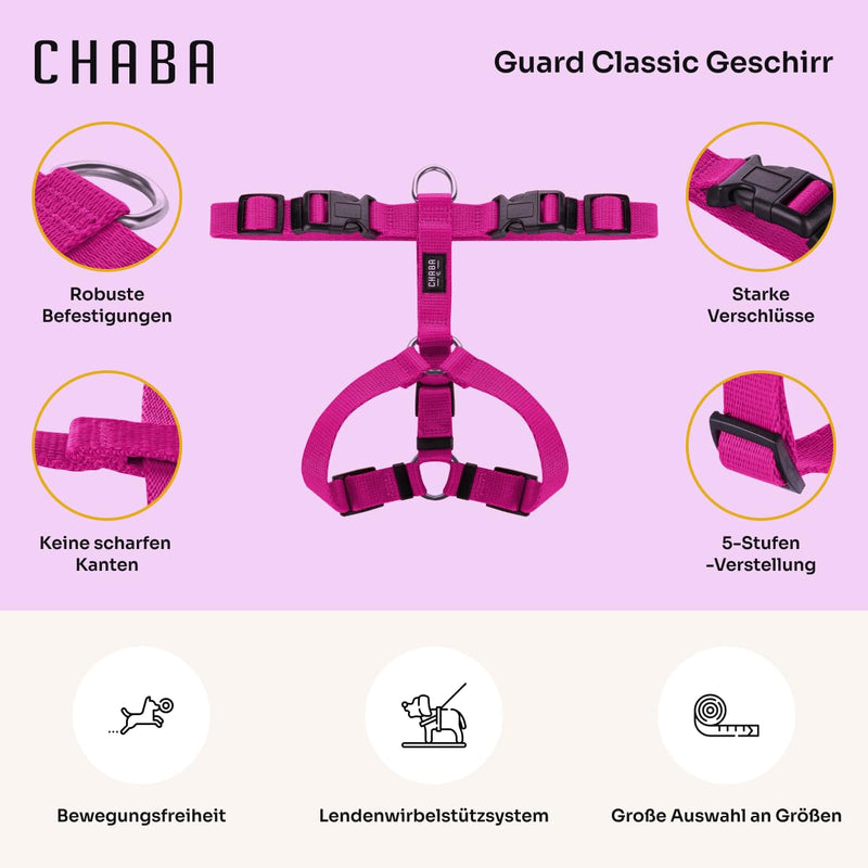 Chaba Guard Dog Harness for Small and Medium Dogs with Control, Anti-Pull & Choking, Adjustable, Comfortable and Lightweight, Classic Step-in Chest Harness, Dog Harness, Size M, Fuschia Pink - BeesActive Australia