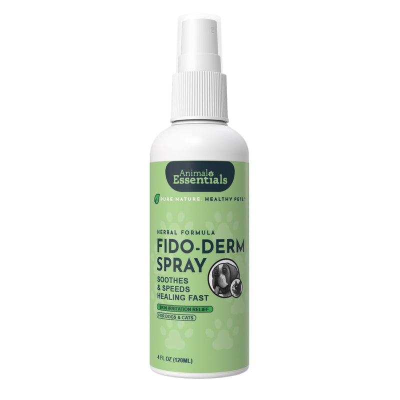 Animal Essentials Fido-Derm Herbal Skin Spray for Dogs, Cats, & Horses - Itch Relief & Hot Spot Spray, Natural Skin Support for Seasonal Allergies, Soothing & Gentle - 4 fl oz 1-Pack