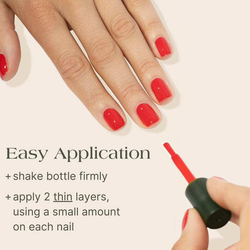 Botanist The Remedy | Nail Strengthening Polish | Repairs & Hardens Nails Damaged from Acrylics, Dip & Gel Manicures | Non-Toxic, 84% Plant Based, 21-Free & Vegan (Poppy Red) Poppy Red