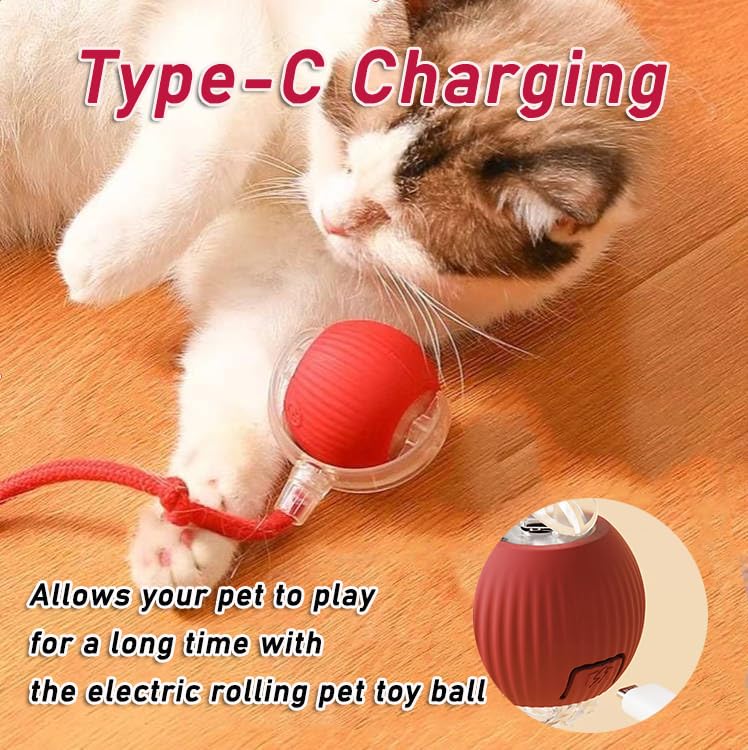 Interactive Rolling Dog Ball,Interactive Rolling Ball Dog Toy,Interactive Rolling Ball Dog Toy,Electric Dog Ball Toy,Electric Dog Ball,360° Smart Automatic Rolling Pet Ball(Red) - BeesActive Australia