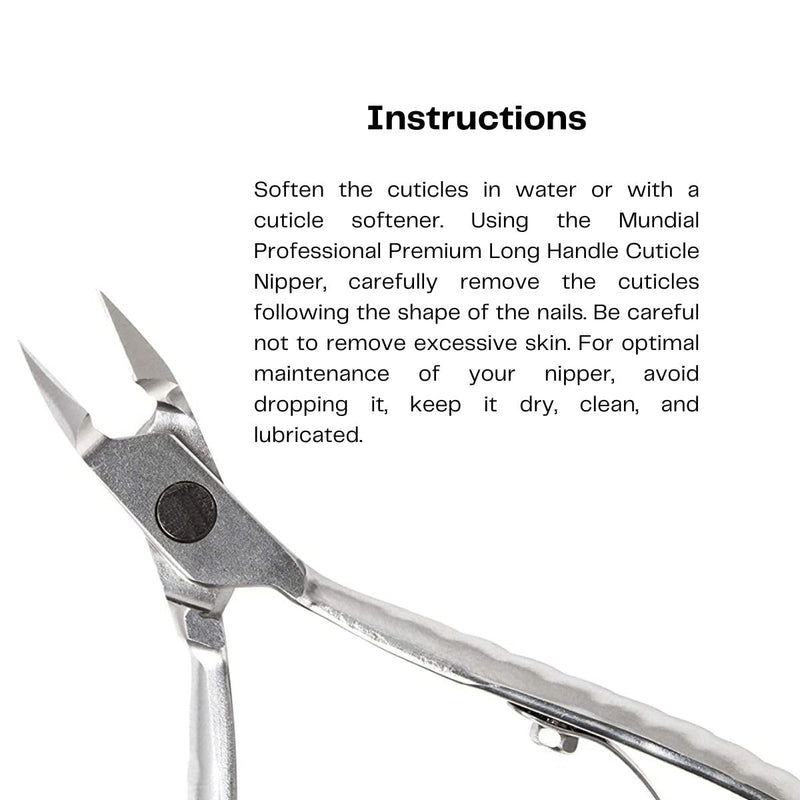 Professional Cuticle Nipper Mundial 772 PR - Brazilian Manicure Quality Long Handle Stainless Steel Trimmer Cutter for Fingernails and Toenails 1 Count (Pack of 1) - BeesActive Australia