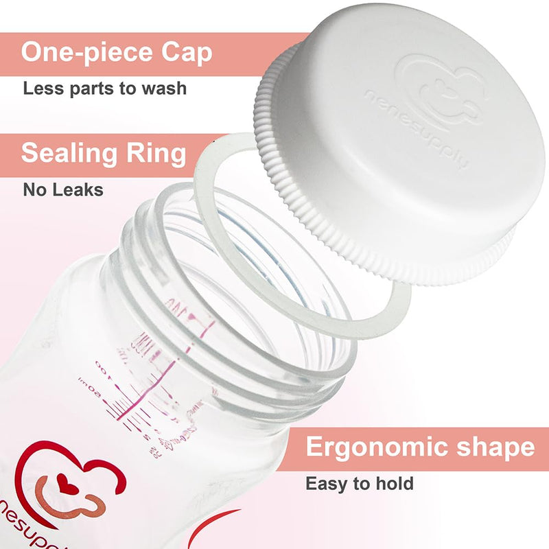 Nenesupply 9oz 4 Count Wide Neck Breast Pump Bottles Use as Bottles for Pumping with Spectra S1 Spectra S2 9 Plus Breast Pumps. Pump Bottles for Spectra Pump. Breastmilk Storage and Collection Bottles 9 Ounce (Pack of 4) - BeesActive Australia