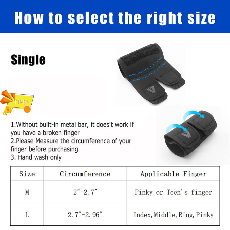 2 PCS Finger Splint Trigger Finger Brace Adjustable Finger Sleeve Buddy Wraps Compression Finger Support Mallet Finger Support for Arthritis Pain Sport Injuries (Single, L) Large Single - 2pcs - BeesActive Australia