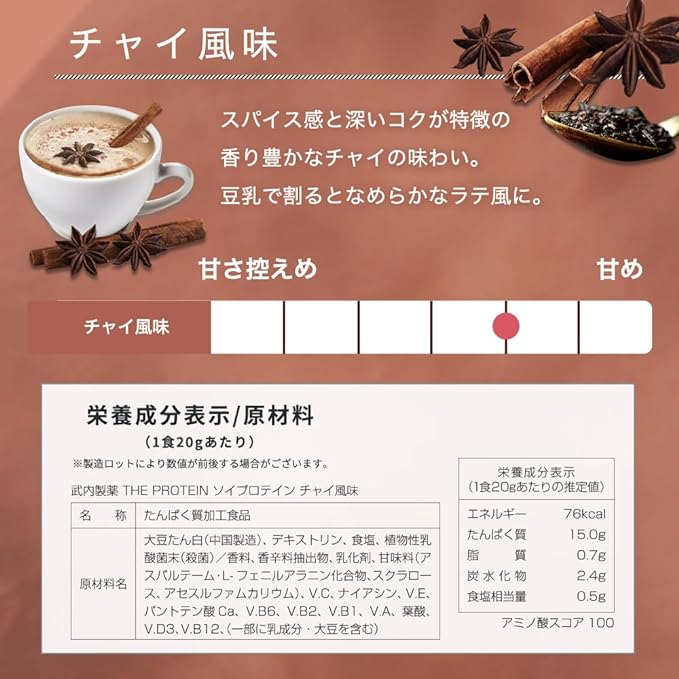 THE PROTEIN Protein Soy Protein 1kg Chai Flavor Takeuchi Pharmaceutical THE PROTEIN Protein Soy Protein Training Soy Protein - BeesActive Australia