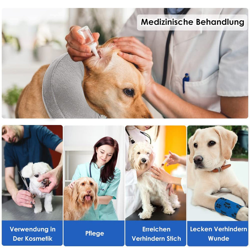 Nasjac Inflatable Neck Brace Dog & Cat, Adjustable Soft and Comfortable Dog Collar Leak Protection with Quick Release, Prevent Pets from Touching and Licking Wounds After Surgery M+ Grey - BeesActive Australia