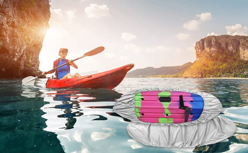 Kayak Cover,4.5m/ 11.8-13.1ft Canoe Storage Dust Sunblock Cover with Sunblock for Fishing Boat Kayak Canoe Paddle Board(Gray)