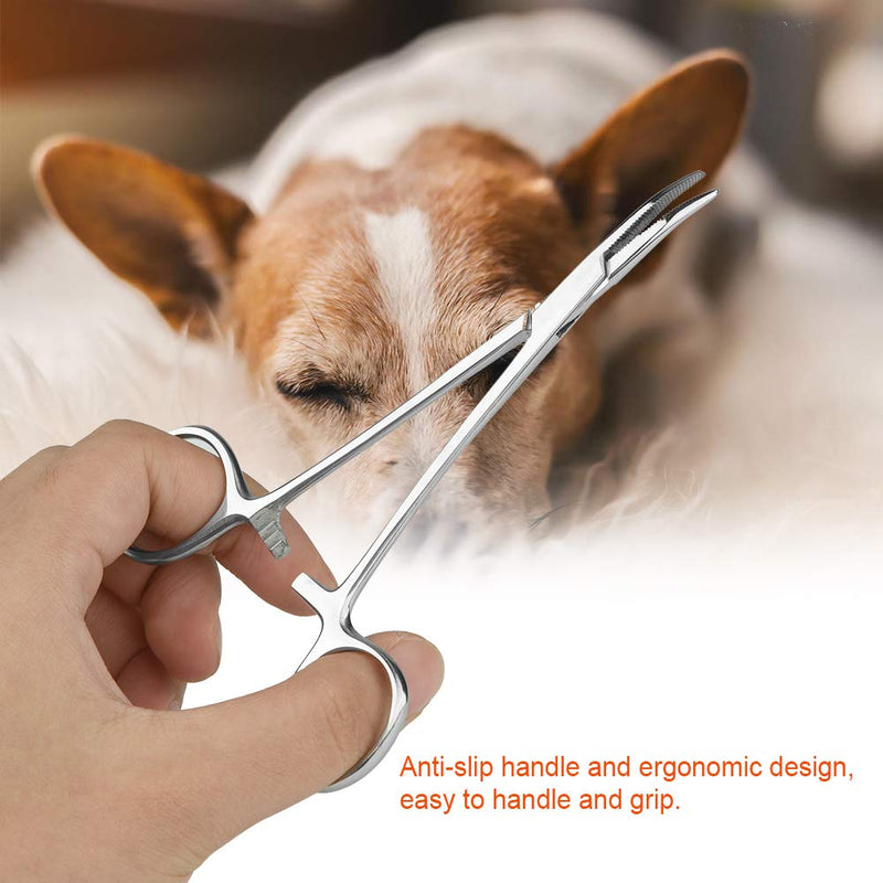Hemostat Pliers, Stainless Steel Pet Dog Grooming Ear Cleaning Clamp Dog Cat Scissors Hair Clip Tool Curved Tip Non-Slip Locking Tweezers Removing Dog Ear Hair Care Tools Small - BeesActive Australia