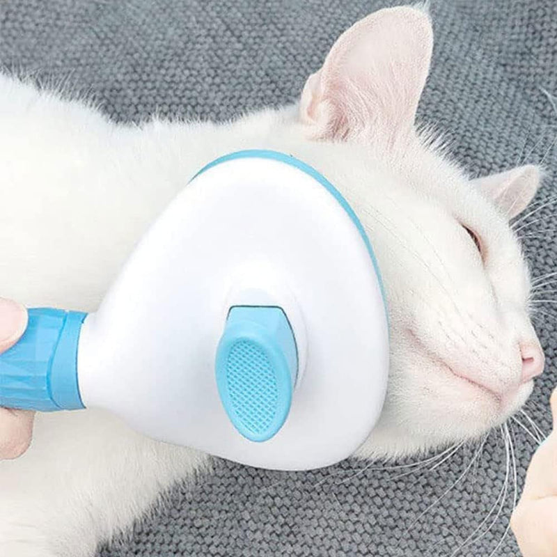 Self-Cleaning Slicker Brush for Pet Grooming, Smooth Handle with Cleaning Button for Cat and Dog Shedding, Massage and Detangling (blue)