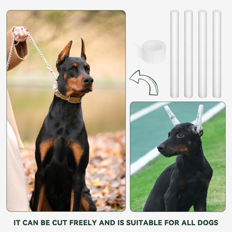 Hemobllo Dog Ear Posting Kit – 5pc Set with 4 Soft Foam Support Rods & 2.5cm Breathable Adhesive Tape – DIY Ear Correction for Doberman, Samoyed & Large Breed Puppies