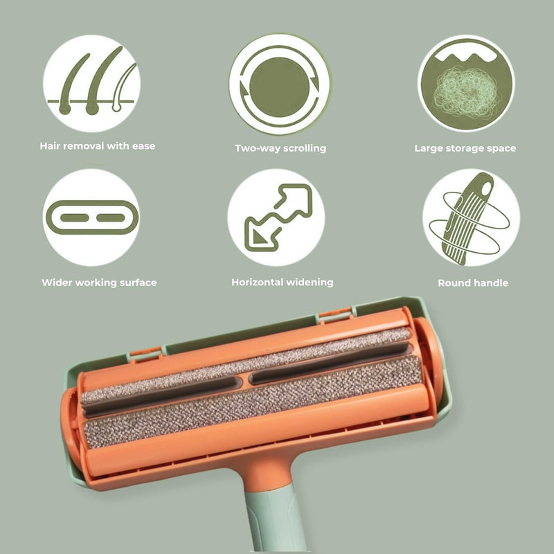 CALMZY Pet Hair Removal Tool and Reusable Roller for Multi-Surface, Cat & Dog Hair Remover Lint Roller for Cleaning Couch, Rug, Carpet and Fur Removal Tool Portable Pet Hair Remover (Green & Orange) Green & Orange - BeesActive Australia